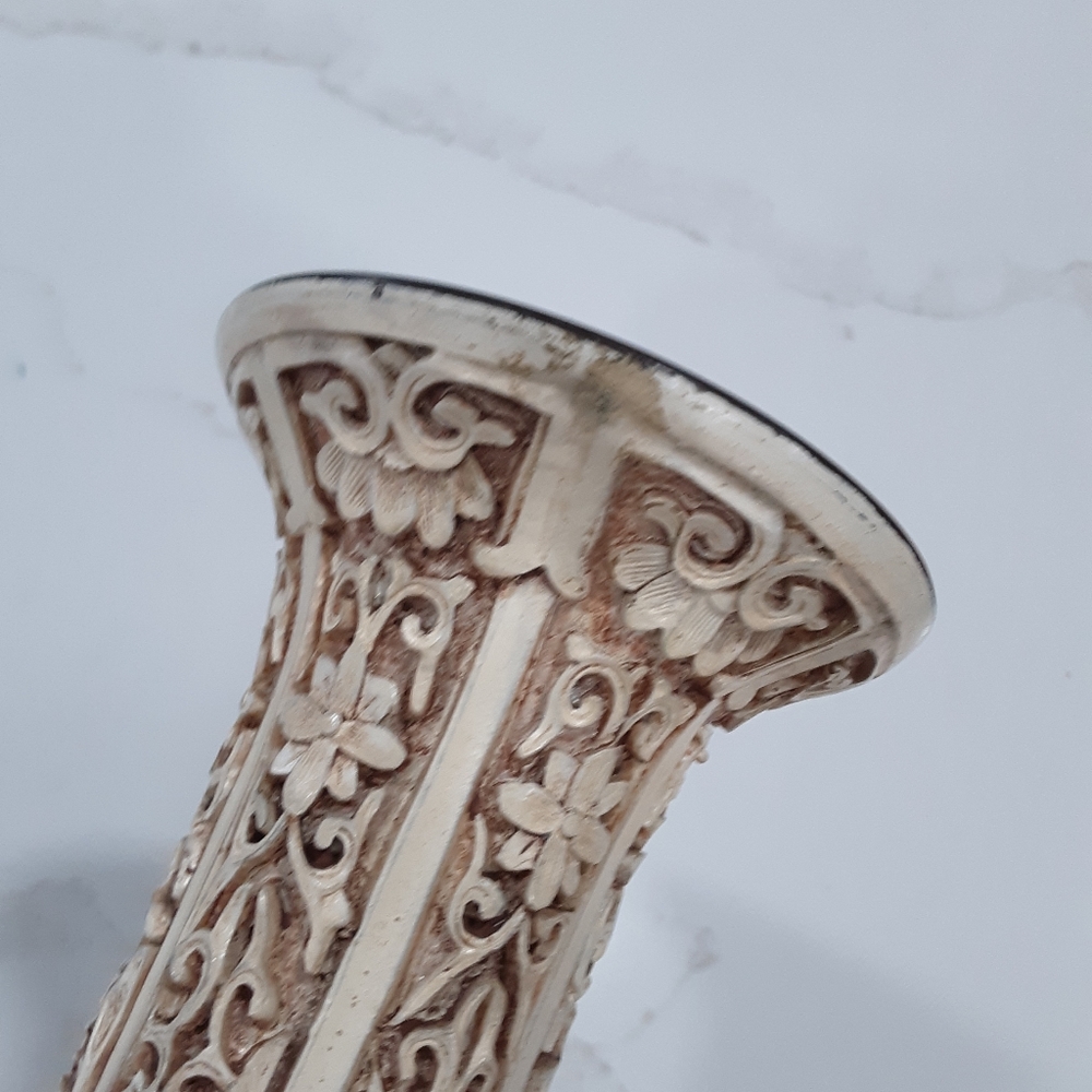Vintage Ivory Dynasty Carved Vase - Picture 7 of 10